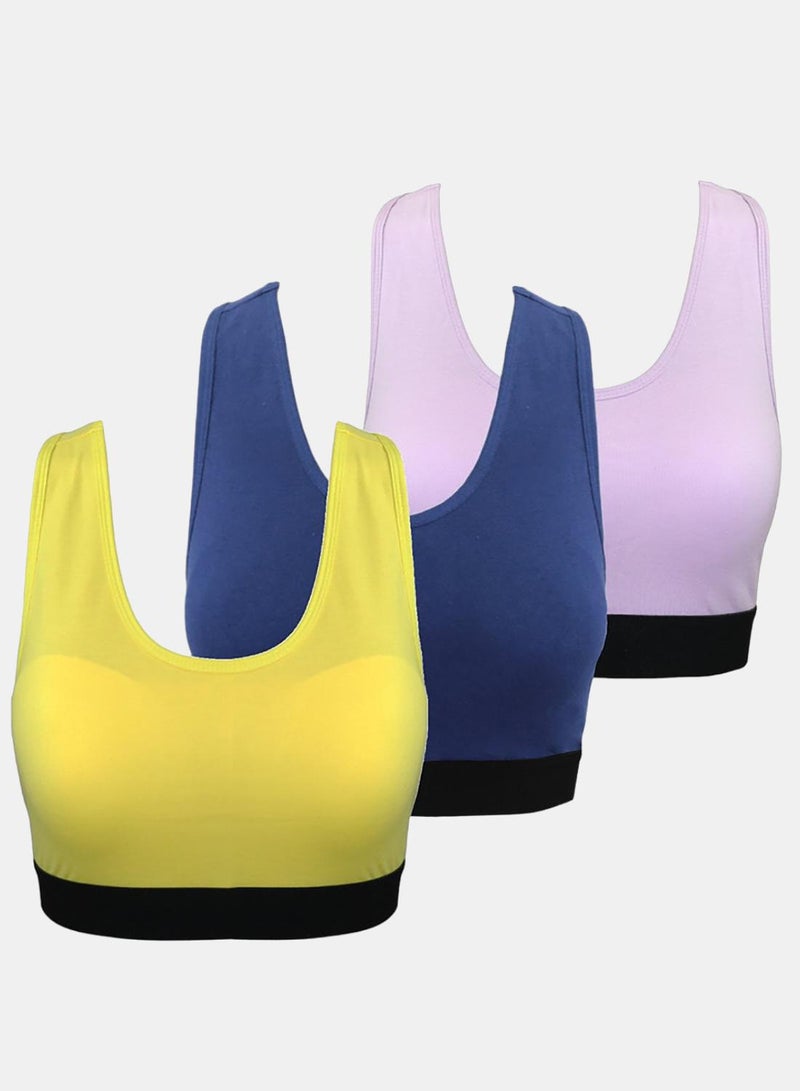 Lasso Cotton Set Of 3 Pieces Soft Bra Padded Support Comfort Active - Image 1