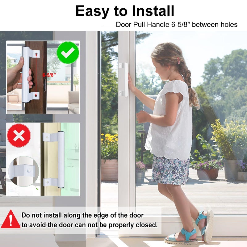 Young Dance Aluminum Sliding Glass Door Pull - 8" White, Fits 6-5/8" Mounting Holes - Perfect for Patio Doors - Image 4