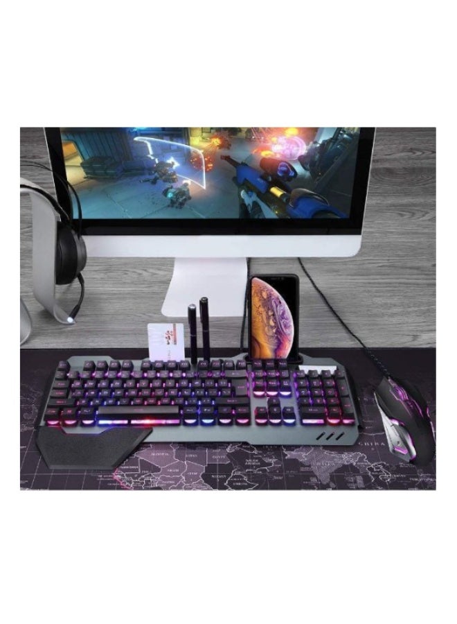 Wired Gaming Keyboard & Mouse Set – RGB Backlit Keyboard with Phone Holder, Wrist Rest, 3200 DPI Mouse & Large RGB Mouse Pad for PC and Laptop - Image 3