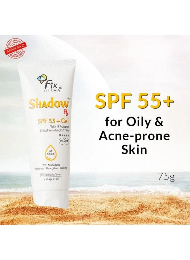 FIXDERMA Shadow Rx Sunscreen Spf 55+ Gel ; Sunscreen For Oily Skin ; Minimum Sunscreen Spf 50 Pa+++ ; Sunscreen For Body & Face ; Hybrid Sunscreen With Uva Uvb Ir Protection And Vitamin E 75Gm  - Image 4