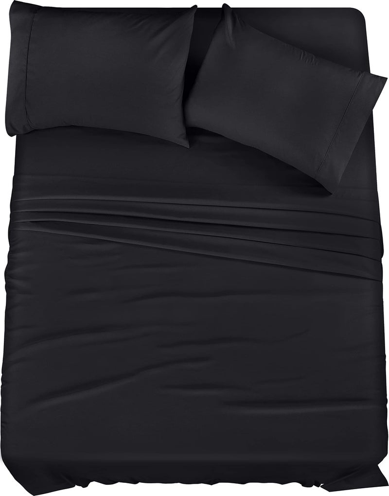 Utopia Bedding King Sheet Set - 4 Piece Bed Sheets for King Size Bed, Soft and Breathable Microfiber, Includes 1 Fitted Sheet, 1 Flat Sheet and 2 Pillowcases (Black) - Image 1