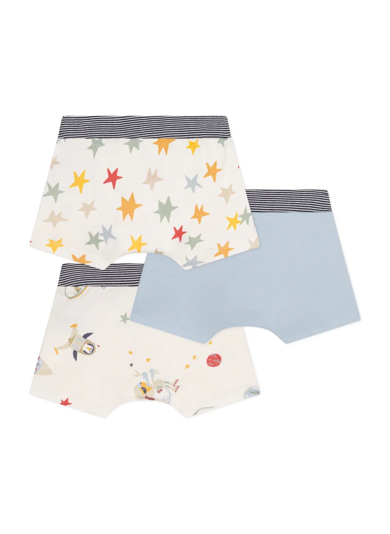 Petit Bateau Children's space-themed cotton boxers - 3-pack