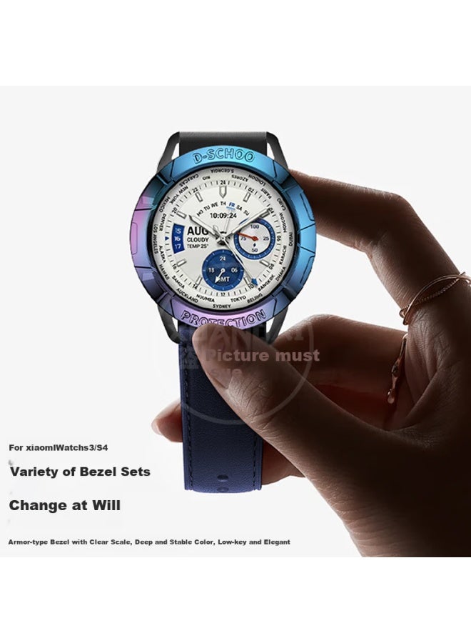 Chensong إطار معدني لـ Xiaomi Watch S3 و S4، مجموعة إكسسوارات ساعة رياضية ذكية مع سوار ساعة وغطاء إطار - Image 2