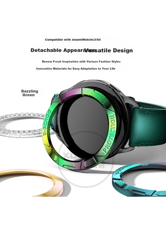 Chensong إطار معدني لـ Xiaomi Watch S3 و S4، مجموعة إكسسوارات ساعة رياضية ذكية مع سوار ساعة وغطاء إطار - Image 3
