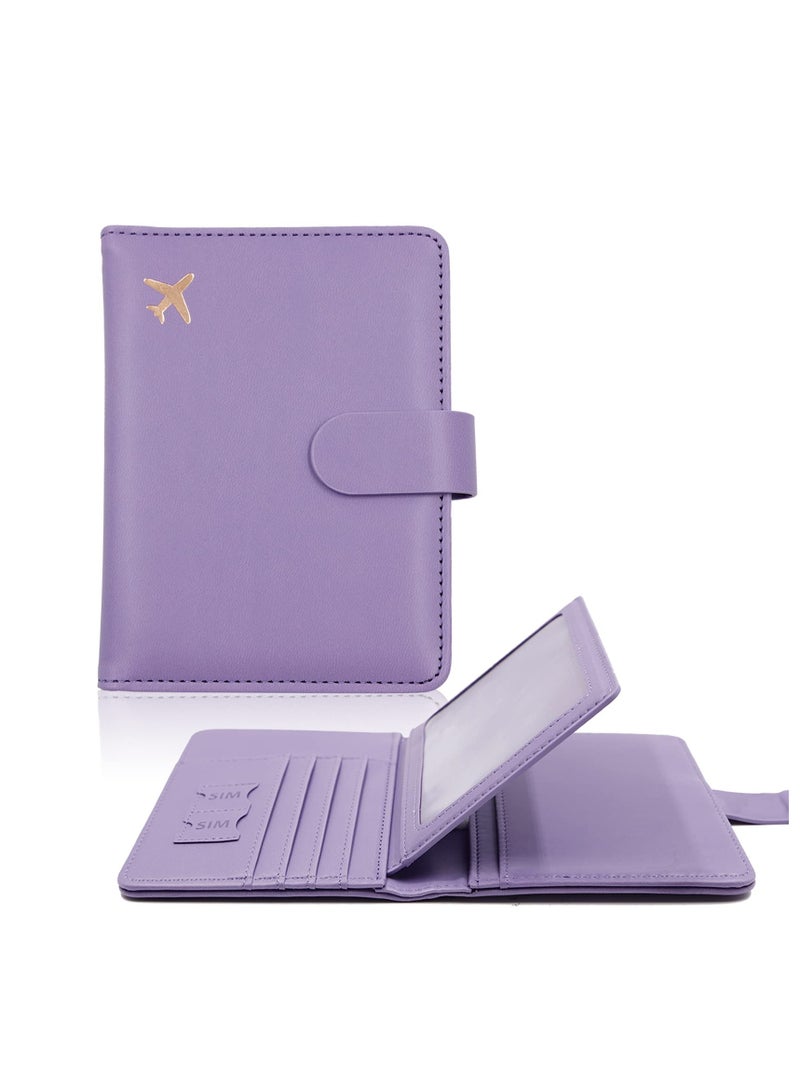 Excefore Passport Holder, Passport Holder Card Slots, Creative Aircraft Certificate Storage Bag, Cute Passport Cover for Women and Men, Waterproof Rfid Blocking Travel Wallet (Purple) - Image 1
