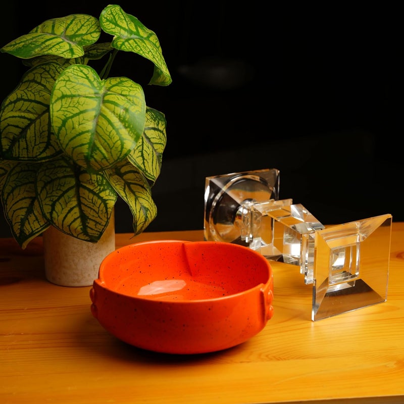 Caffeine CeramicHandmade Orange Buttoned Serving Bowl Set of 1 - Image 1