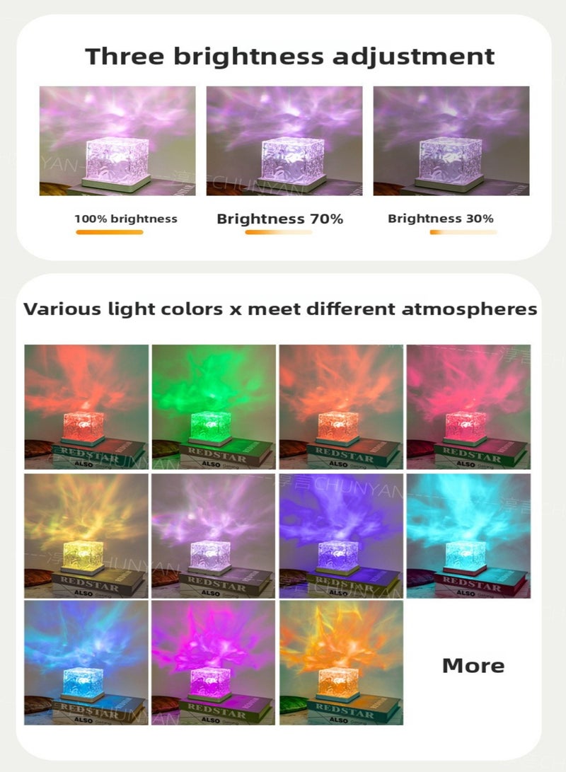 16 ألوان الماء التموج ضوء ليلي الإبداعي على جانب السرير اللهب الغلاف الجوي ضوء رومانسي مصباح الطاولة هدية ضوء الإسقاط السماء النجومية - Image 2