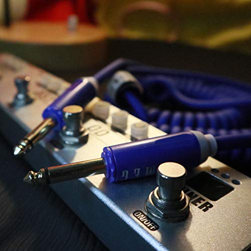 Aestivate 16ft/5m Coiled Guitar Cable Electric Instrument Cable Curly Instrument Cable Stretchable Straight to Straight Dual Straight Plugs(Blue) - Image 3