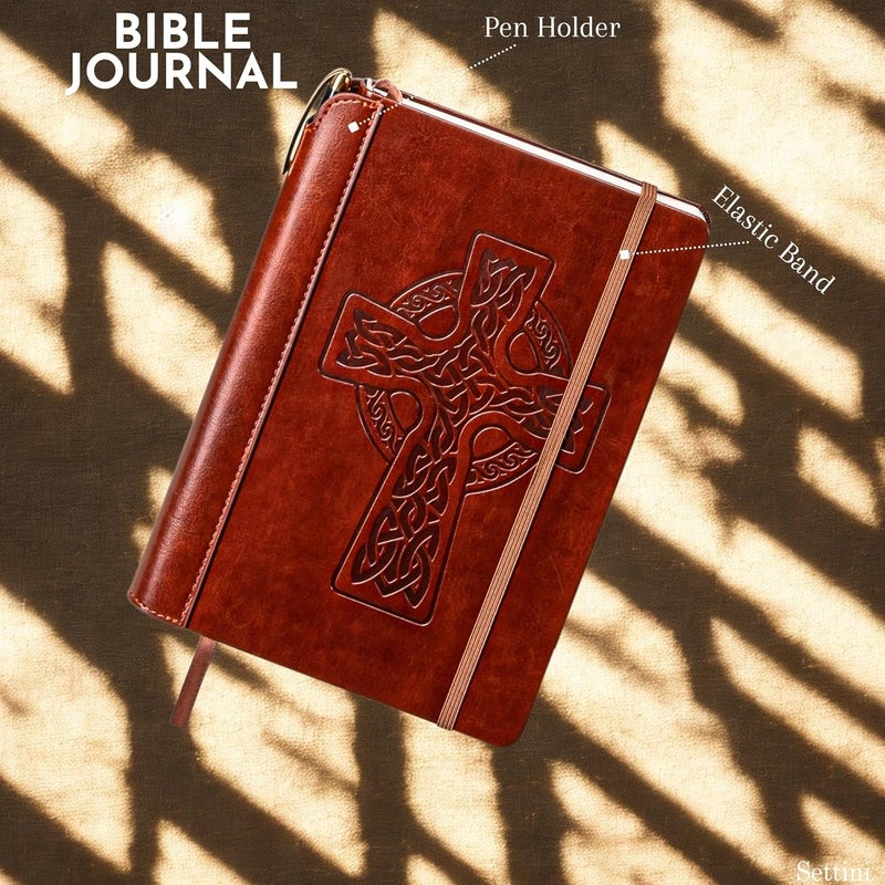 SETTINI ® Lined Journal - Celtic Cross Journal for Writing Gift Set - Hardcover Vegan Leather, Includes Luxury Pen in a Unique Pen Holder, 192 Pages, A5, Bible Journal, Journal for Women - Image 5