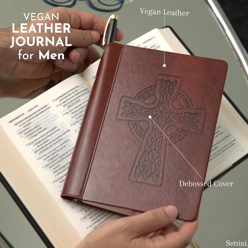 SETTINI ® Lined Journal - Celtic Cross Journal for Writing Gift Set - Hardcover Vegan Leather, Includes Luxury Pen in a Unique Pen Holder, 192 Pages, A5, Bible Journal, Journal for Women - Image 4