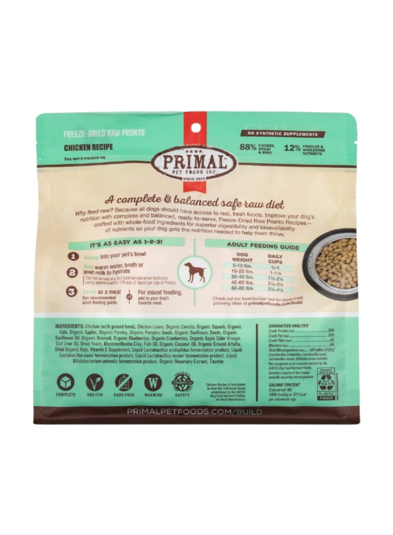 Primal Pet Foods Canine Chicken Pronto Grain Free Freeze Dried Raw Dog Food 198g - Image 2