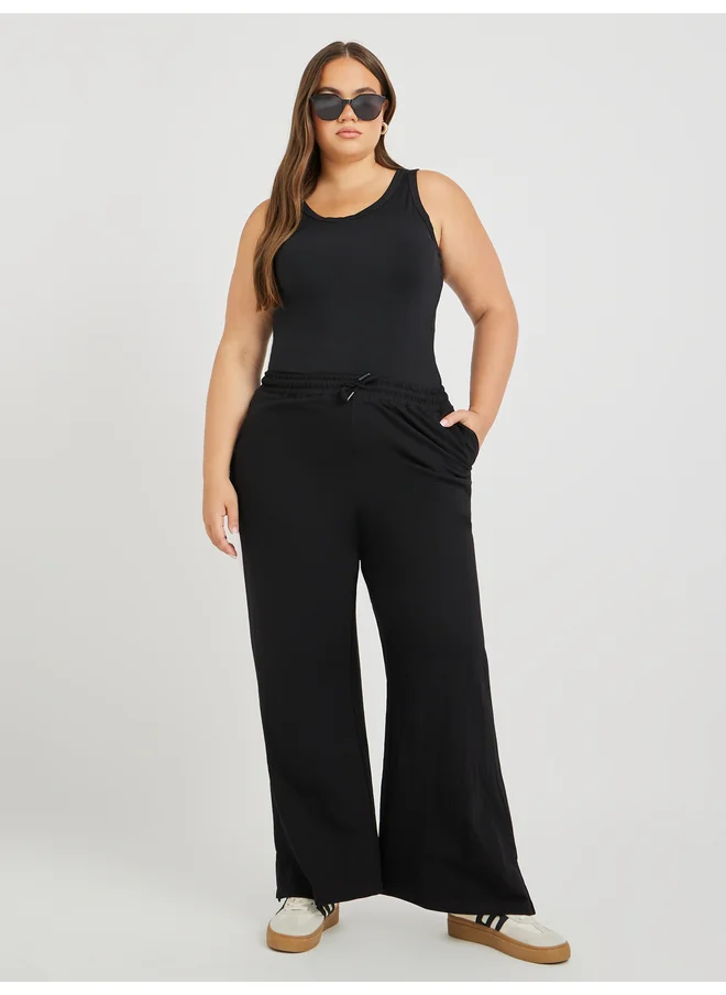 Styli Styli Plus Size Wide Leg Joggers with Drawstring