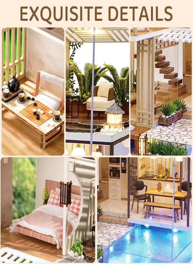 Spilay Dollhouse Miniature with Furniture,DIY Wooden Crafts Doll House Mini Handmade Kit,1:24 Scale Creative Room Idea Gift for Adult Friend Lover (Elegant and Quiet with dust Cover Music Box) - Image 3