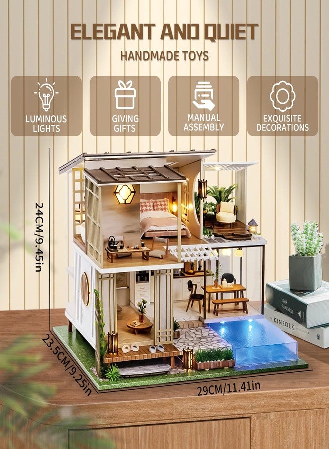 Spilay Dollhouse Miniature with Furniture,DIY Wooden Crafts Doll House Mini Handmade Kit,1:24 Scale Creative Room Idea Gift for Adult Friend Lover (Elegant and Quiet with dust Cover Music Box) - Image 4