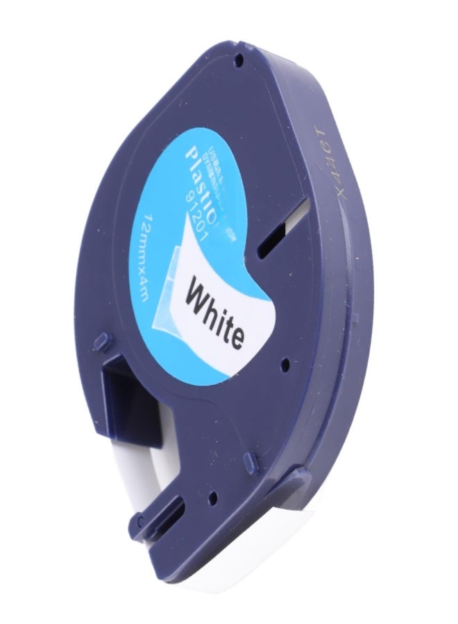 Labeling Tape 91201 Plastic Self-Adhesive Refills Black Print on White 1/2 Inch * 13 Feet 12mm * 4m for DYMO LT-100H Label Maker, 1 Roll - Image 1
