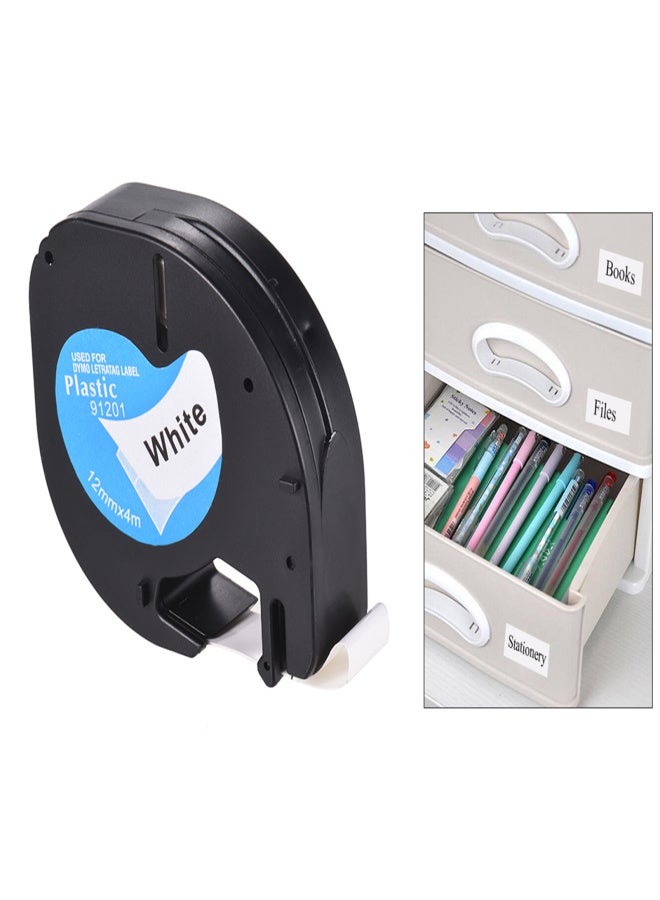 Labeling Tape 91201 Plastic Self-Adhesive Refills Black Print on White 1/2 Inch * 13 Feet 12mm * 4m for DYMO LT-100H Label Maker, 1 Roll - Image 5