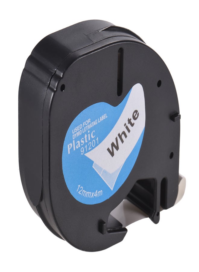 Labeling Tape 91201 Plastic Self-Adhesive Refills Black Print on White 1/2 Inch * 13 Feet 12mm * 4m for DYMO LT-100H Label Maker, 1 Roll - Image 2