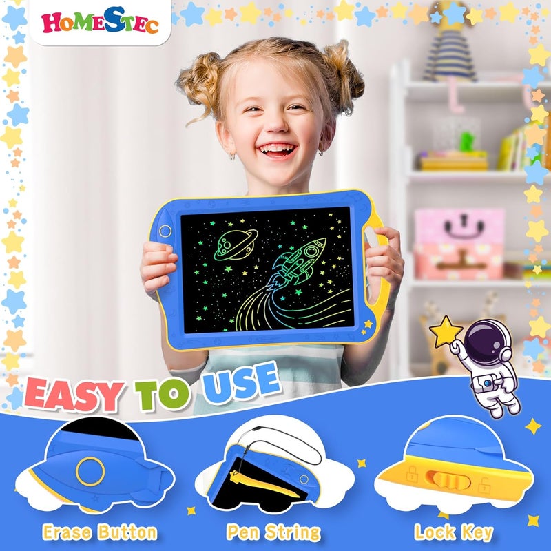 HOMESTEC AstroDraw Toddler Toys for 2 3 4 5 6 Year Old Boys Girl Gift, Colored Drawing Tablet for Kids Travel Activities Toy, Space Doodle Board Autism Sensory Toddler Gifts for Birthday (Blue/Yellow) - Image 2