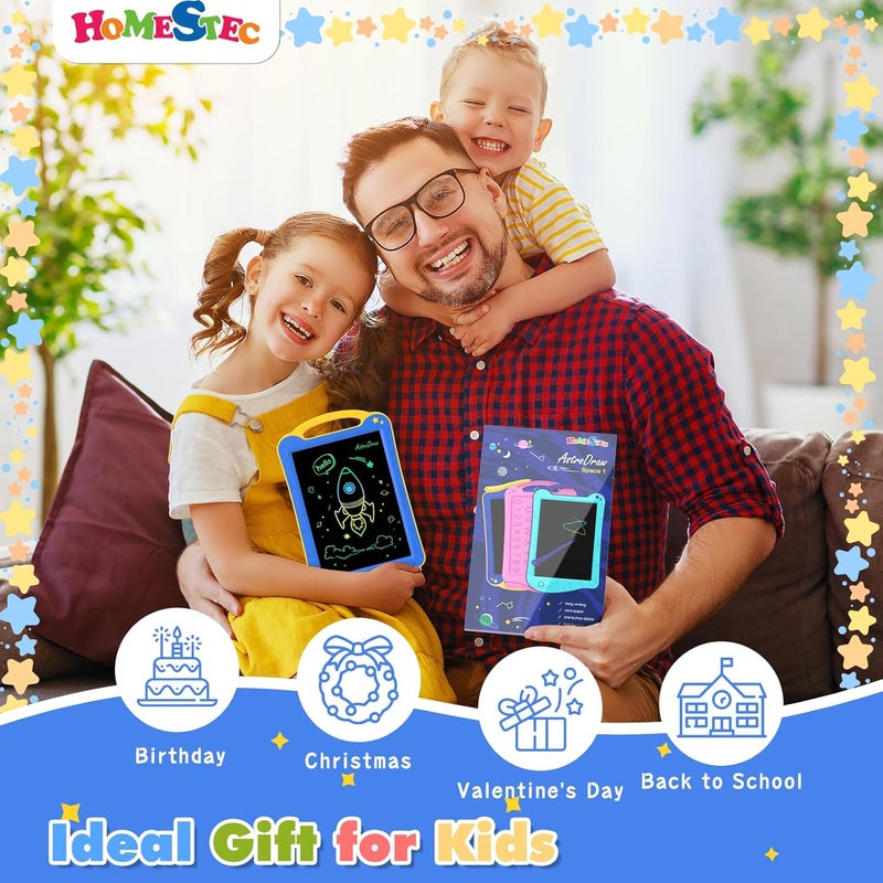 HOMESTEC AstroDraw Toddler Toys for 2 3 4 5 6 Year Old Boys Girl Gift, Colored Drawing Tablet for Kids Travel Activities Toy, Space Doodle Board Autism Sensory Toddler Gifts for Birthday (Blue/Yellow) - Image 5