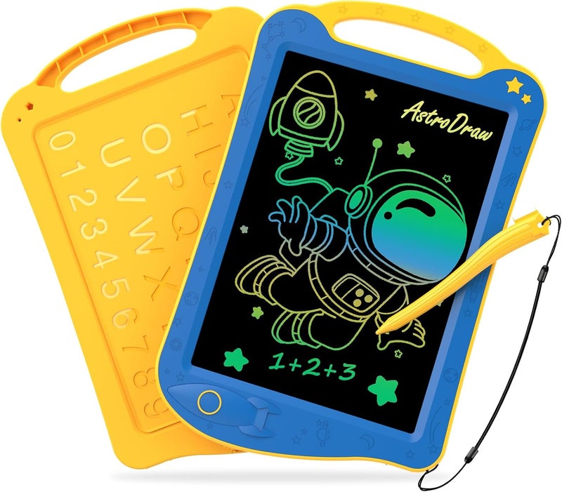 HOMESTEC AstroDraw Toddler Toys for 2 3 4 5 6 Year Old Boys Girl Gift, Colored Drawing Tablet for Kids Travel Activities Toy, Space Doodle Board Autism Sensory Toddler Gifts for Birthday (Blue/Yellow) - Image 1