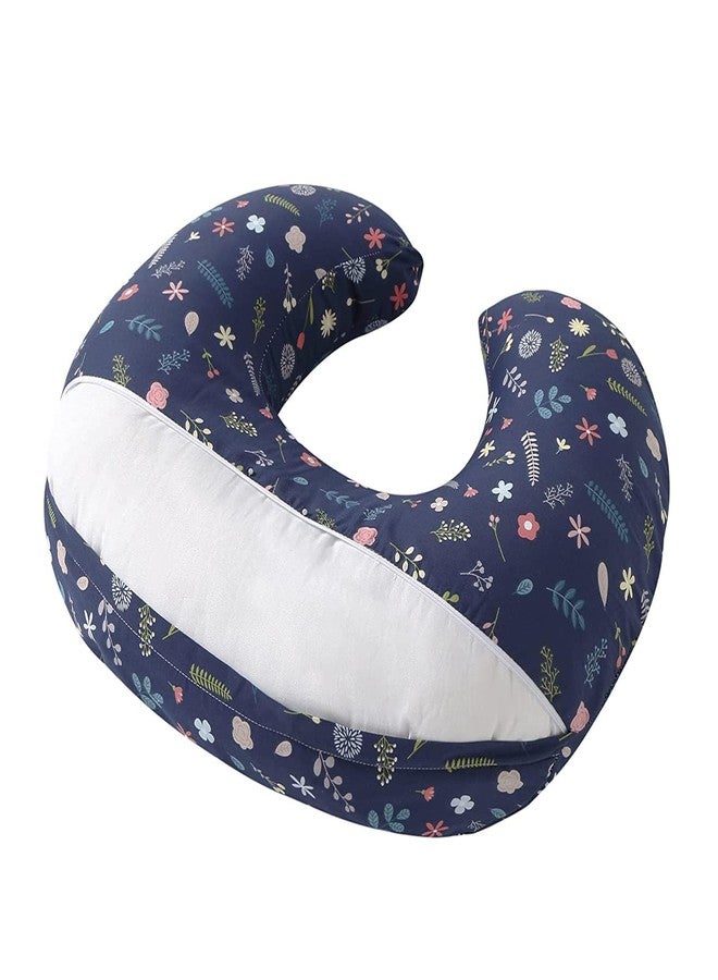 Proliva وسادة بروليفا للرضاعة الطبيعية للأطفال حديثي الولادة مع غطاء قابل للفصل، وسادة الرضاعة الطبيعية ووسادة الأمومة، مجموعة دعم لوسادة الرضاعة الطبيعية وسرير الأم (نباتات - أزرق) - Image 4