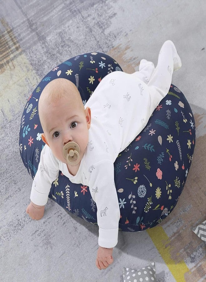 Proliva وسادة بروليفا للرضاعة الطبيعية للأطفال حديثي الولادة مع غطاء قابل للفصل، وسادة الرضاعة الطبيعية ووسادة الأمومة، مجموعة دعم لوسادة الرضاعة الطبيعية وسرير الأم (نباتات - أزرق) - Image 2