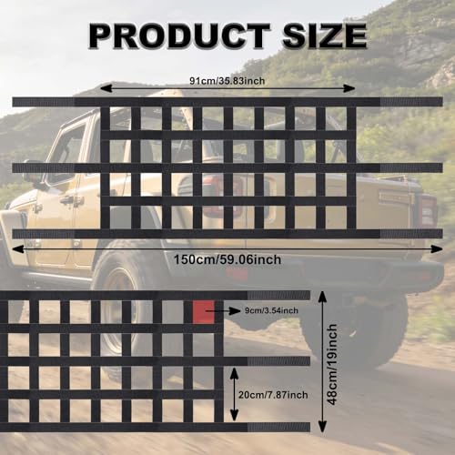 MASION Universal Car Cargo Net & Hitch Hammock, Oversized Heavy-Duty Mesh Netting for Jeep Wrangler TJ JK JL 1997-2023 2/4 Door, Multi-Purpose Cargo Organizer, Camping Gear, Pet Barrier & Travel Accessory - Image 3