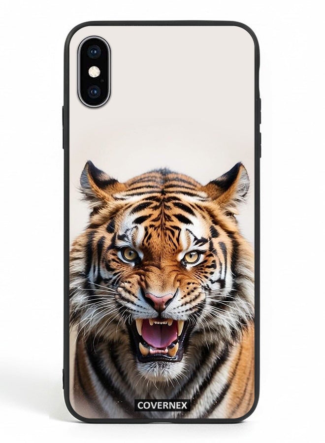 Covernex Apple iPhone Xs Protective Case Cover Printed Featuring Roaring Tiger - Image 2