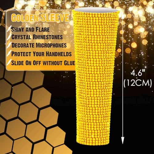 RhymKawa B58 Gold Mic Sleeve Replacement for Universal Vocal Wired Microphone SM58LC Beta 58a, Golden Rhinestones Cover Shining on Wedding Christmas Party Tours TV Shows (Mic Not Included) - Image 4