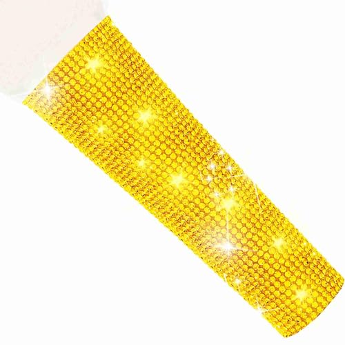 RhymKawa B58 Gold Mic Sleeve Replacement for Universal Vocal Wired Microphone SM58LC Beta 58a, Golden Rhinestones Cover Shining on Wedding Christmas Party Tours TV Shows (Mic Not Included) - Image 1