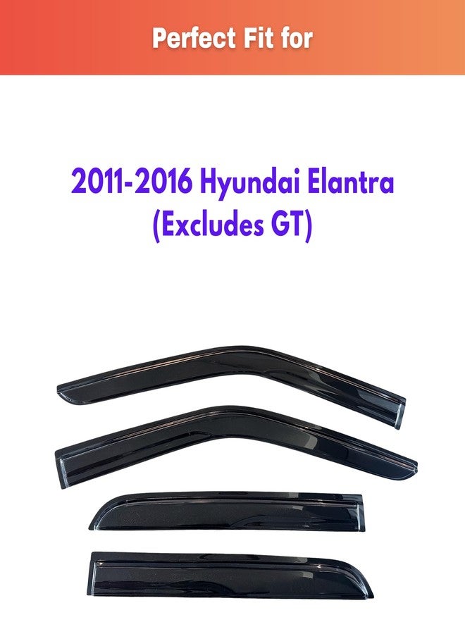 KPY Rain Guards Fit for 2011-2016 Hyundai Elantra Sedan, Out-Channel Window Visors Vent Wind Deflectors 4PC, Car Accessories for 11-16 Elantra Sedan (Excludes GT) - Image 2