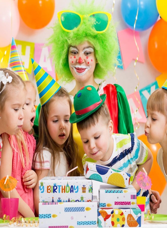 BULKYTREE Birthday Wrapping Paper for Boys Girls Kids Men Women Holiday Party - 3 Large Sheets Colorful Balloon 'Happy Birthday' Candles Gift Wrap - 27 Inch X 39.4 Inch Per Sheet - Image 2