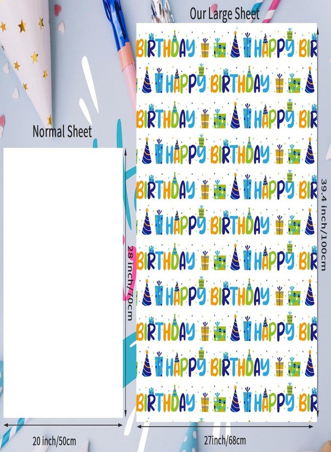 BULKYTREE Birthday Wrapping Paper for Boys Girls Kids Men Women Holiday Party - 3 Large Sheets Colorful Balloon 'Happy Birthday' Candles Gift Wrap - 27 Inch X 39.4 Inch Per Sheet - Image 5