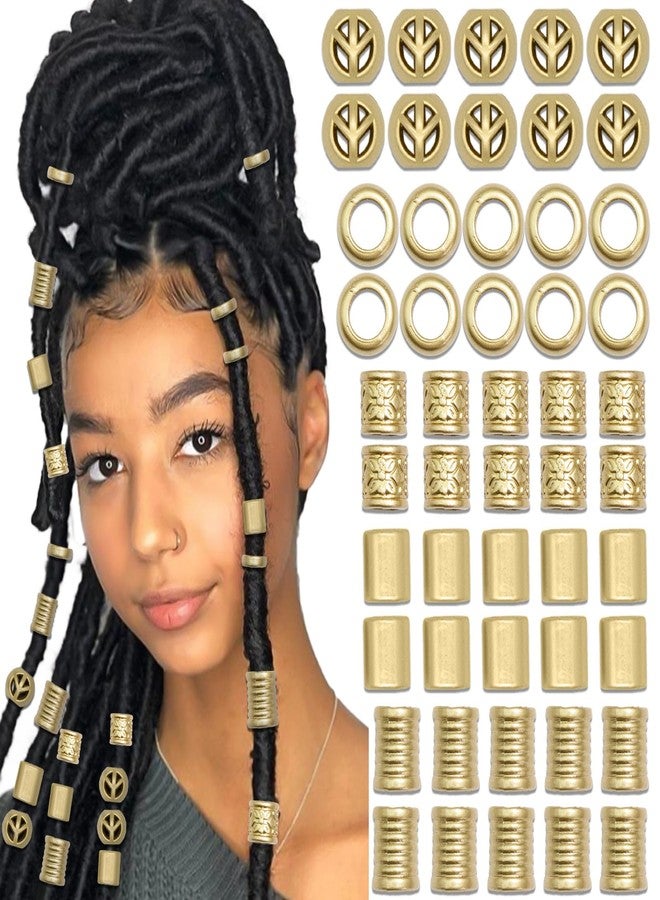 VENOFEN 50PCS Hair Beads for Braids Gold Viking Loc Beads for Hair Multi Style Dreadlock Beads Hair Rings Pirate Hair Accessories - Image 1