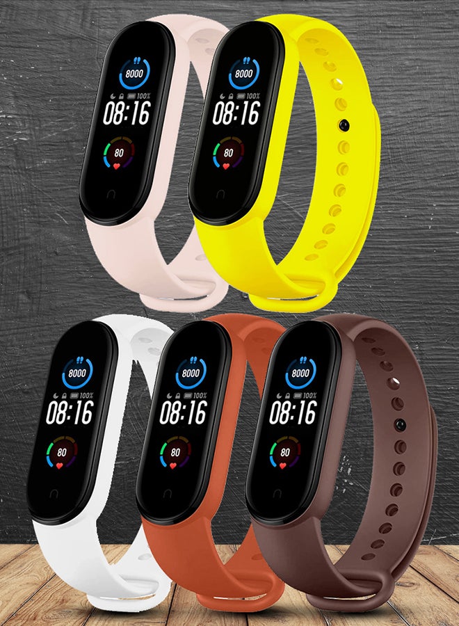 CATANES 5 Packs Xiaomi Band 5/6 Soft Silicone Strap Waterproof Replacement Wristband Strap Fashion Accessory Compatible for Xiaomi Smart Mi Band 5/Mi Band 6 Multicolour  - Image 2
