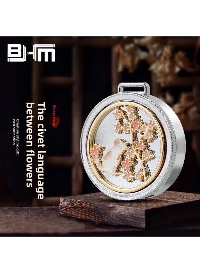 Guofeng U Disk Pattern Customization 32g National Tide Relief Travel Forum Cultural Creation Annual Meeting Commemorative Gift Metal USB Disk-Color:The Civet Of Flowers - Glossy Silver + Opp Bag-Capacity:32GB  - Image 1