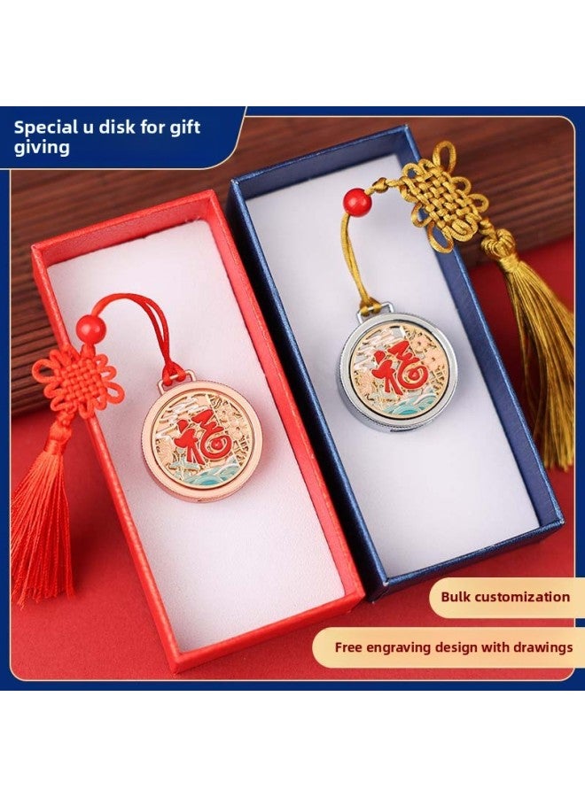 Guofeng U Disk Pattern Customization 32g National Tide Relief Travel Forum Cultural Creation Annual Meeting Commemorative Gift Metal USB Disk-Color:The Civet Of Flowers - Glossy Silver + Opp Bag-Capacity:32GB  - Image 5