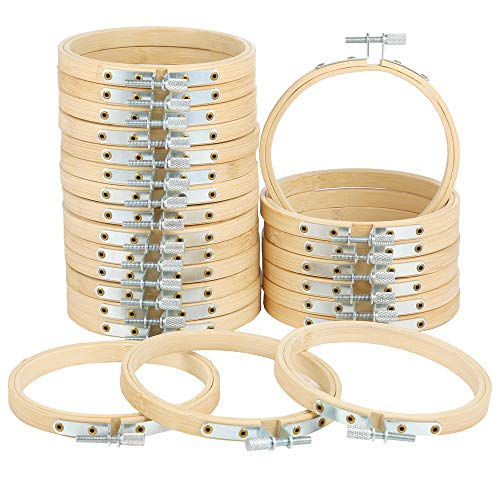 Caydo 24 Pieces 4 Inch Embroidery Hoops Bulk Wholesale Cross Stitch Hoop Ring for Embroidery, Art Craft Handy Sewing and Christmas Decoration - Image 1