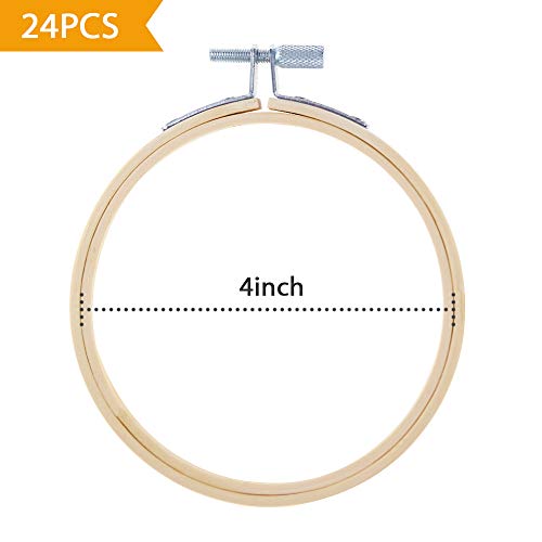 Caydo 24 Pieces 4 Inch Embroidery Hoops Bulk Wholesale Cross Stitch Hoop Ring for Embroidery, Art Craft Handy Sewing and Christmas Decoration - Image 2