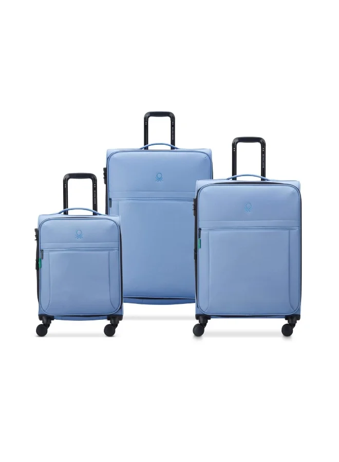 Delsey United Colors of Benetton By Delsey   55/69/81cm 4 Double Wheel  Trolley   Light Blue