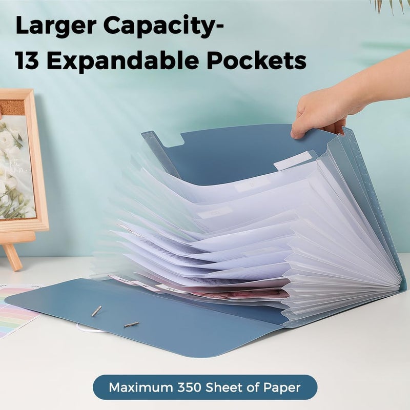 SKYDUE Expanding File Folder, Accordion File Organizer with 13 Pockets for A4/Letter Sized Paper, Accordion Folder with Labels - Document Receipt Organizer for Office, School, Home - Image 4
