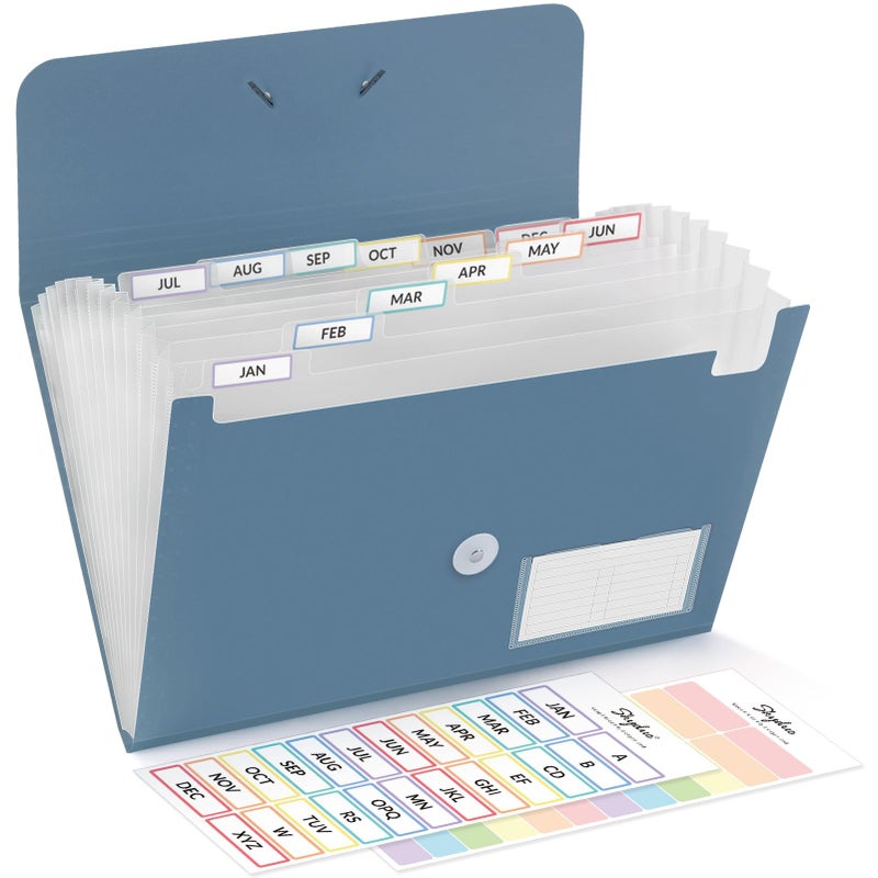 SKYDUE Expanding File Folder, Accordion File Organizer with 13 Pockets for A4/Letter Sized Paper, Accordion Folder with Labels - Document Receipt Organizer for Office, School, Home - Image 1