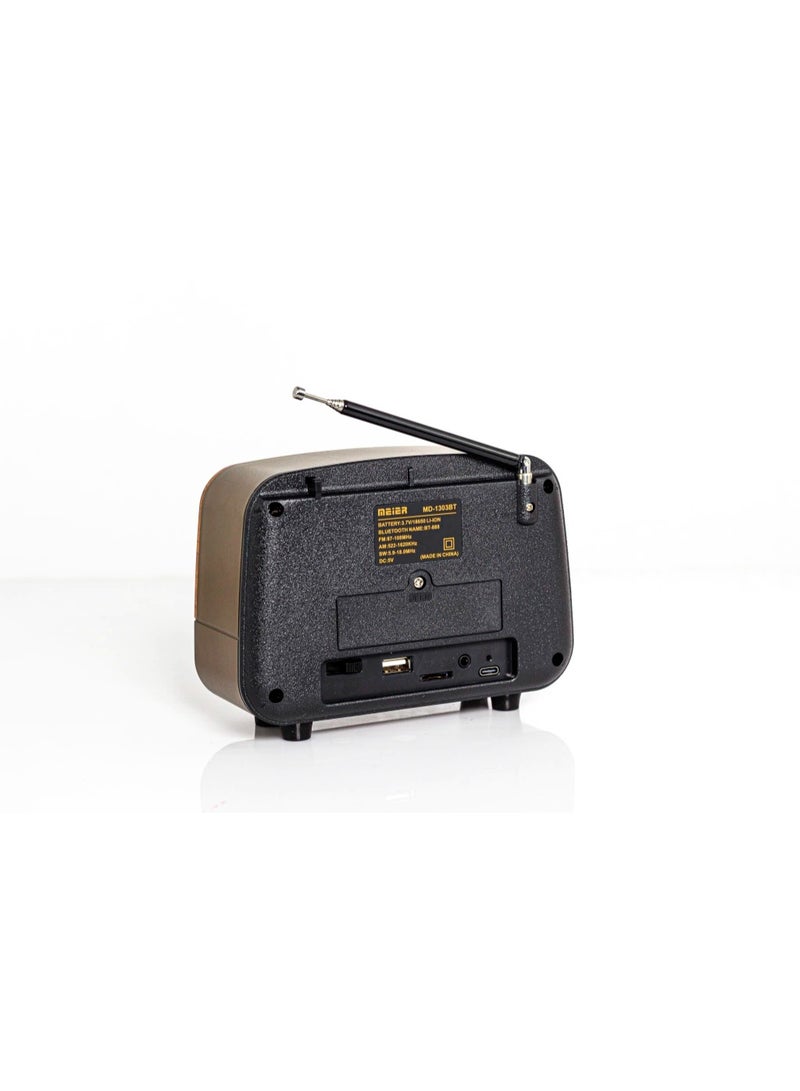 Meier Vintage Portable Radio AM FM SW Rechargeable Wireless Speaker Retro Classic Design USB Playback Bluetooth Radio MD-1303BT Multi Band Radio with Strong Signal High Volume Sound - Image 3