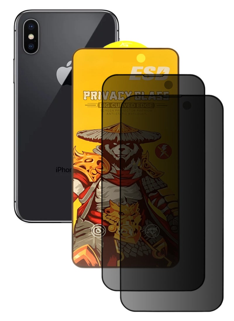 ESD 2 Pieces Tempered Dustproof Privacy Glass Screen Protector Compatible For iPhone X - Image 1