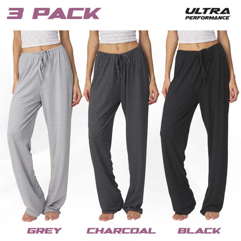 Ultra Performance Womens Pajama PJ Pants 3 Pack Lounge Bottoms Pajamas for Women (Avail in Plus Sizes) - Image 2