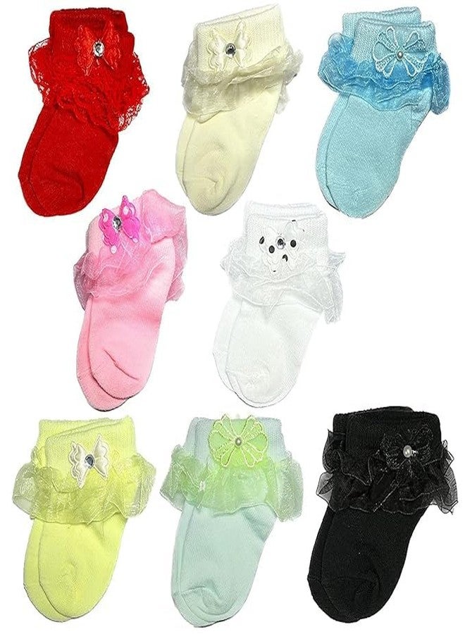 CUTEABLY Baby Girl Socks, (IN, Age, 0 Months, 6 Months, 4, Multicolour) - Image 1