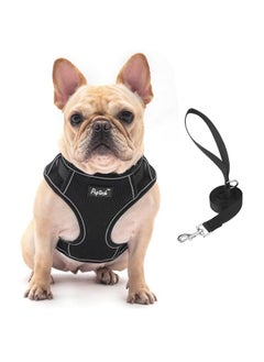 PUPTECK PUPTECK Dog Harness and Leash Set for Small Medium Dogs No Pull, Soft Mesh Adjustable Puppy Cat Harness Reflective at Night, Black M  - Image 1