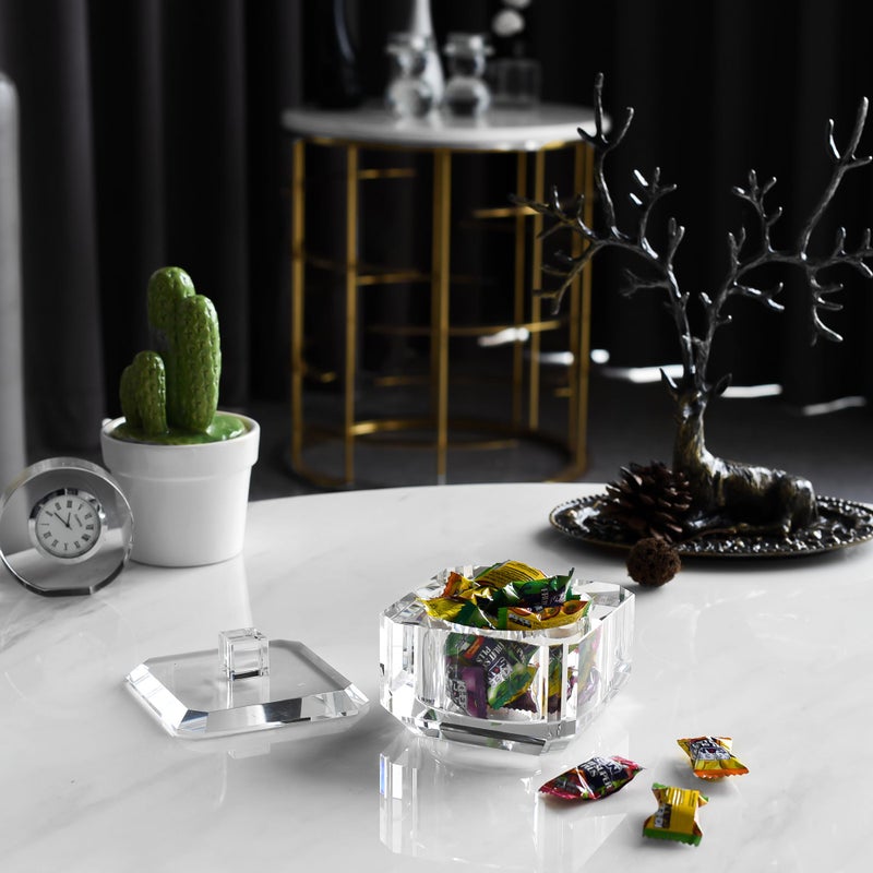 kitCom Crystal Candy Dish with Lid Hand-Cut Home Decorative Jewelry Box Candy Jar W 4" x H 3.5", Comes With Gift Box - Image 4