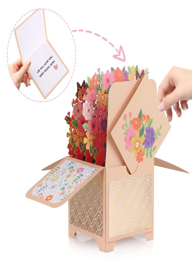Giiffu Flower Pop Up Card for Women, Mothers Day Card for Mom, Handmade 3D Greeting Card For Her with Blankcard and Envelope for All Occasion, Thanksgiving, Thank You(7" x 6.7") - Image 2