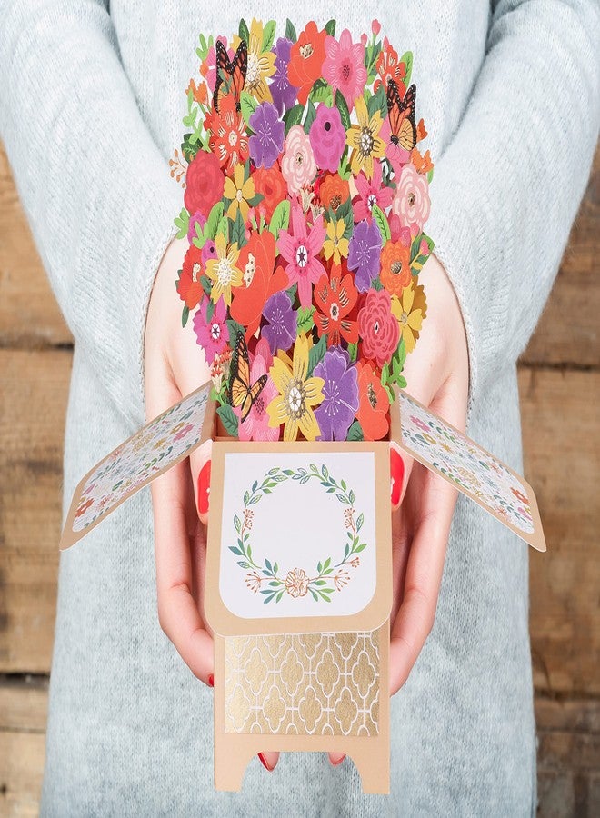 Giiffu Flower Pop Up Card for Women, Mothers Day Card for Mom, Handmade 3D Greeting Card For Her with Blankcard and Envelope for All Occasion, Thanksgiving, Thank You(7" x 6.7") - Image 3